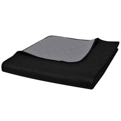 130883 Double-sided Quilted Bedspread Black/Grey 170 x 210 cm