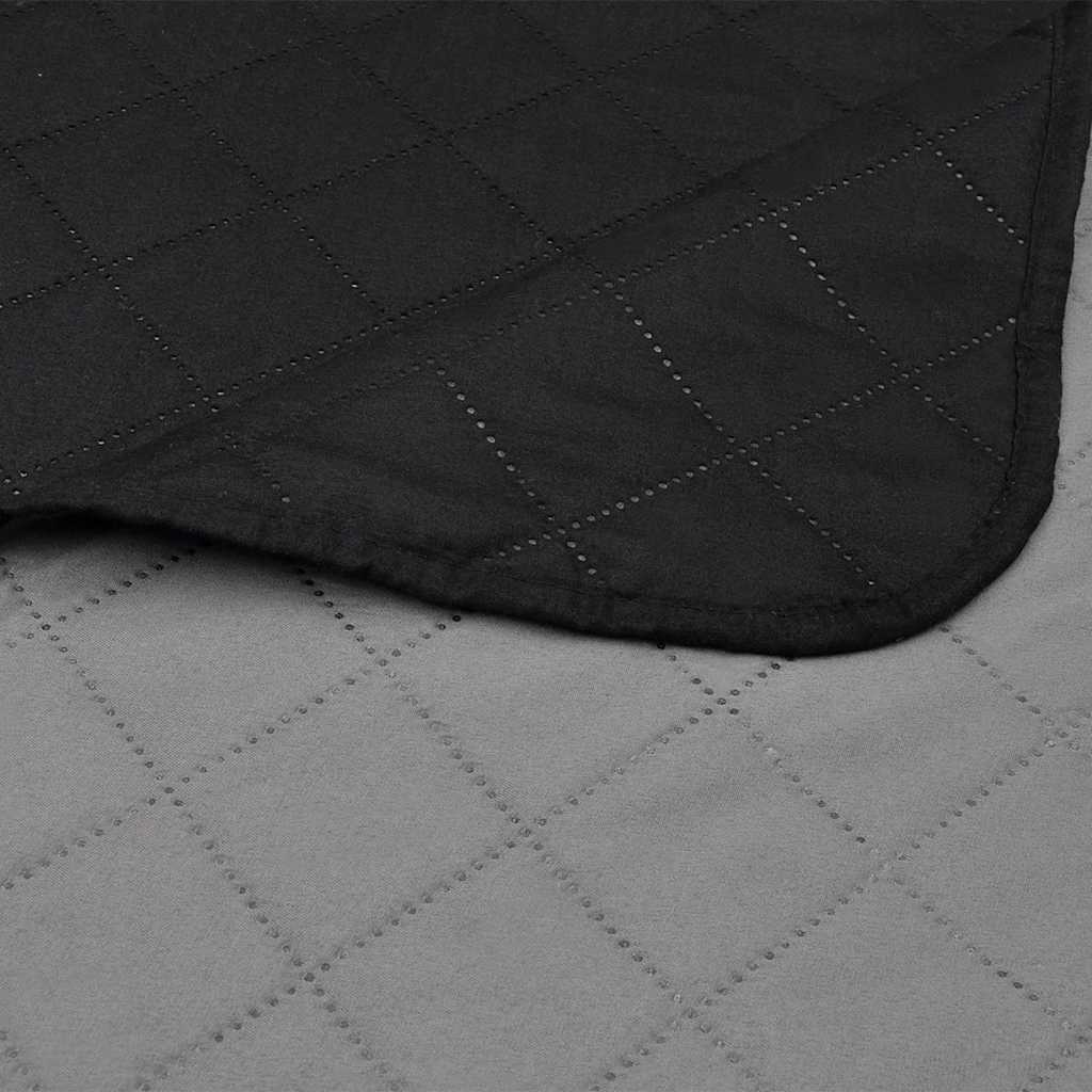 130883 Double-sided Quilted Bedspread Black/Grey 170 x 210 cm