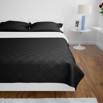 130887 Double-sided Quilted Bedspread Black/White 220 x 240 cm