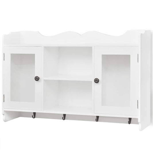 White MDF Wall Cabinet Display Shelf Book/DVD/Glass Storage