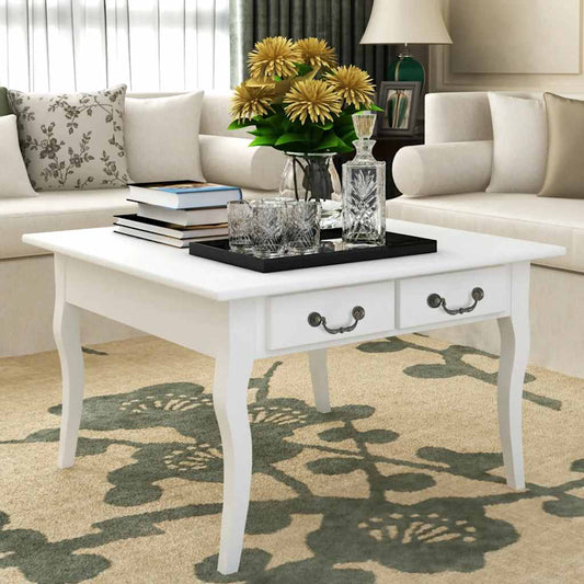 Coffee Table | White | MDF and Pinewood | 80 cm x 80 cm x 50 cm