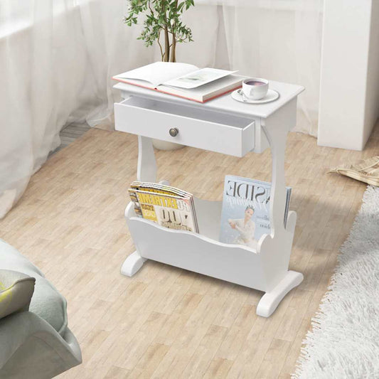 Magazine Rack | White | MDF and Solid Fir Wood | Small | Magazine Rack