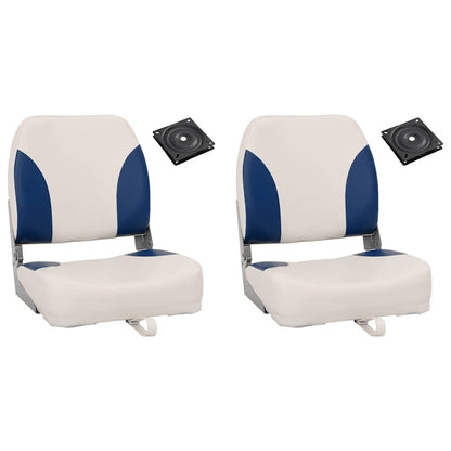 Foldable Boat Seat 2 Set with Blue-white Pillow