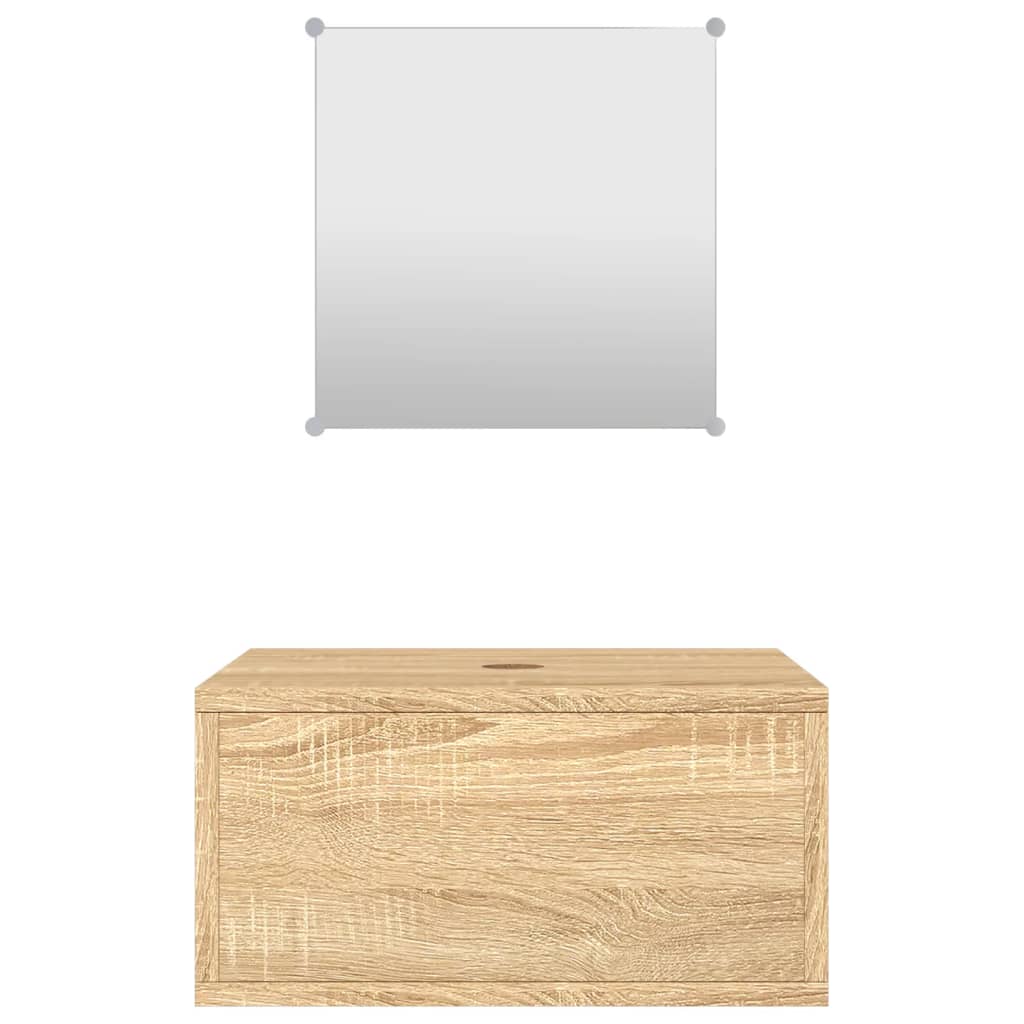 Bathroom Furniture Set | Oak | Engineered wood, Glass | Small