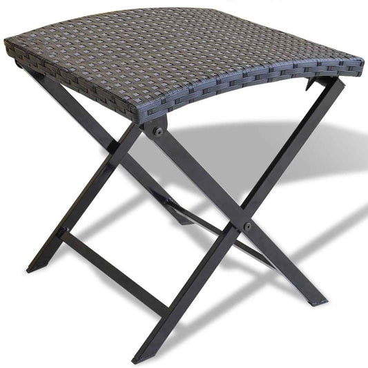 Garden Chair | Black | Poly Rattan | Collapsible | Folding Stool | Square
