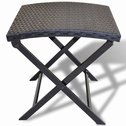 Garden Chair | Black | Poly Rattan | Collapsible | Folding Stool | Square