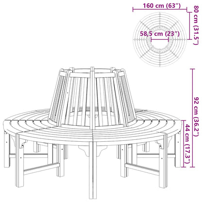 41777 vidaXL Tree Bench Ø 160 cm Wood