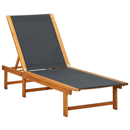 Sun Lounger | Natural Wood and Black | Solid Acacia wood and Textilene