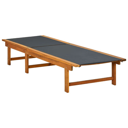Sun Lounger | Natural Wood and Black | Solid Acacia wood and Textilene