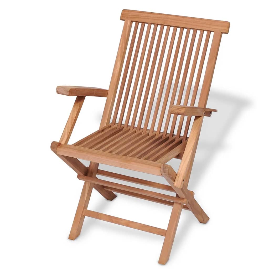 5 Piece Folding Outdoor Dining Set Solid Teak Wood