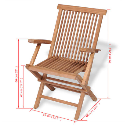 5 Piece Folding Outdoor Dining Set Solid Teak Wood