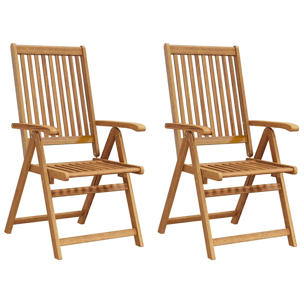 Folding Patio Chairs 2 pcs Solid Acacia Wood Brown