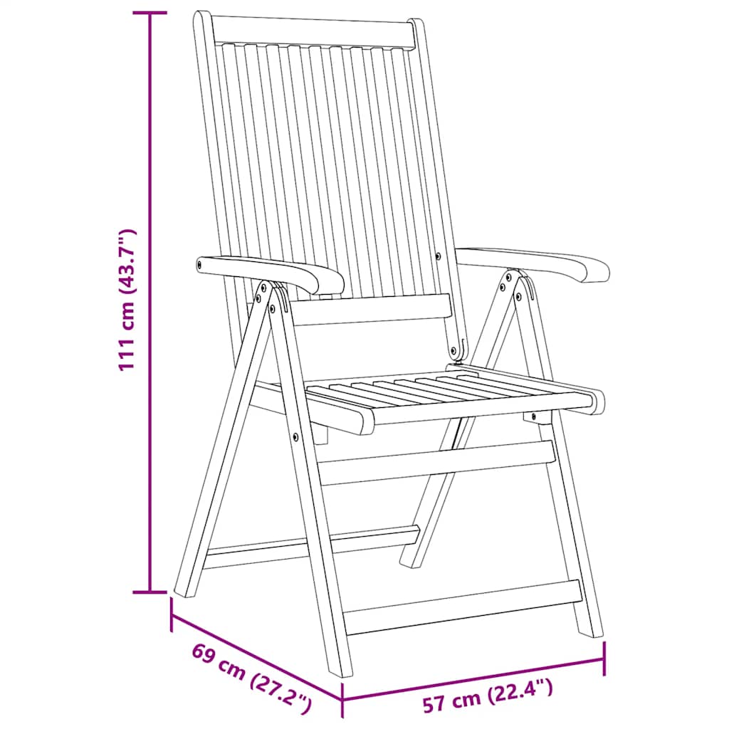Folding Patio Chairs 2 pcs Solid Acacia Wood Brown
