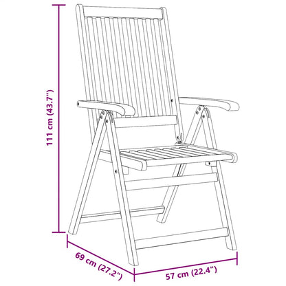 Folding Patio Chairs 2 pcs Solid Acacia Wood Brown