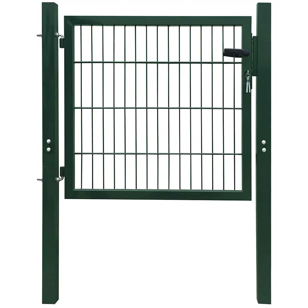 Fence Gate Steel Green 100x100 cm