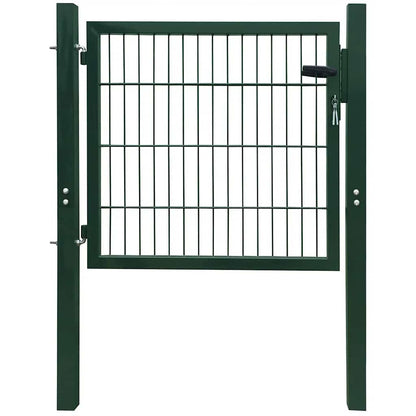 Fence Gate Steel Green 100x100 cm