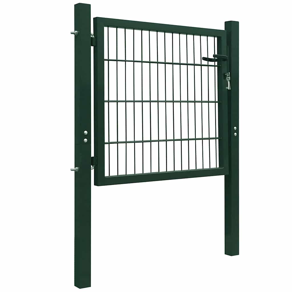 Fence Gate Steel Green 100x100 cm