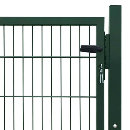 Fence Gate Steel Green 100x100 cm