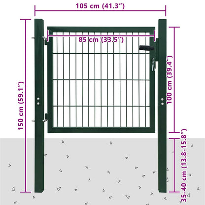 Fence Gate Steel Green 100x100 cm