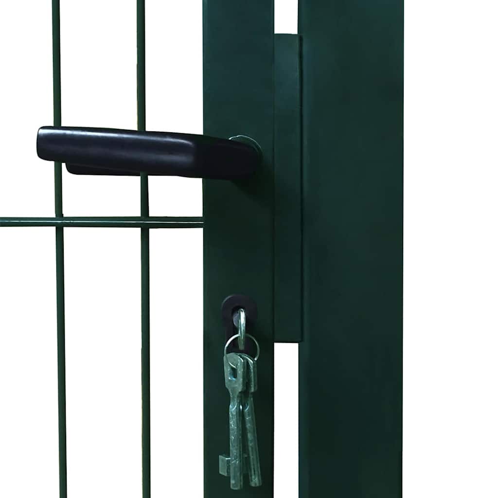 Fence Gate Steel 100x200 cm Green