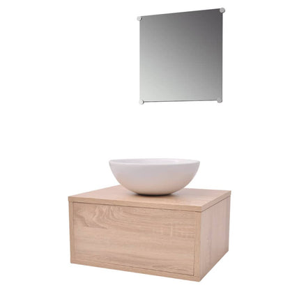 Bathroom Cabinet | Beige | Engineered wood | Compact |  Minimalistic