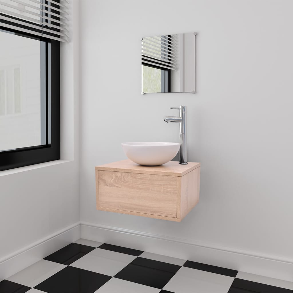 Bathroom Cabinet | Beige | Engineered wood | Compact |  Minimalistic