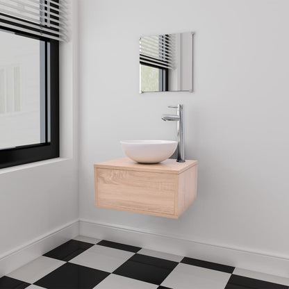 Bathroom Cabinet | Beige | Engineered wood | Compact |  Minimalistic
