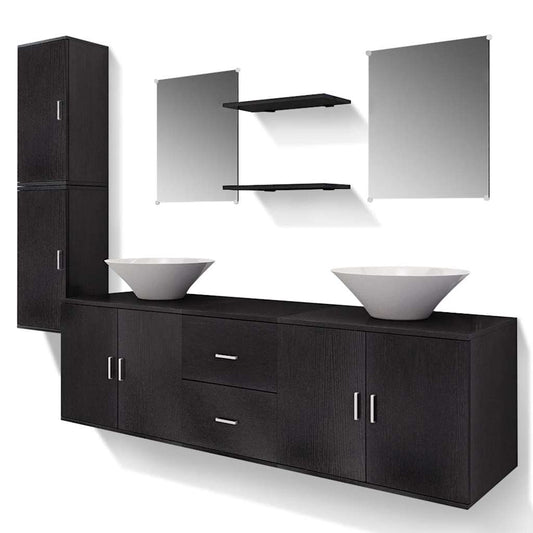 Bathroom Cabinet | Black | Engineered wood and ceramic | Large
