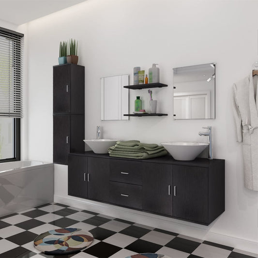 Bathroom Cabinet | Black | Engineered wood and ceramic | Large