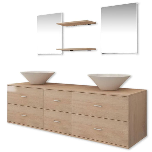 Bathroom Cabinet | Beige, White | High-quality engineered wood, Ceramic