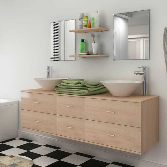 Bathroom Cabinet | Beige, White | High-quality engineered wood, Ceramic