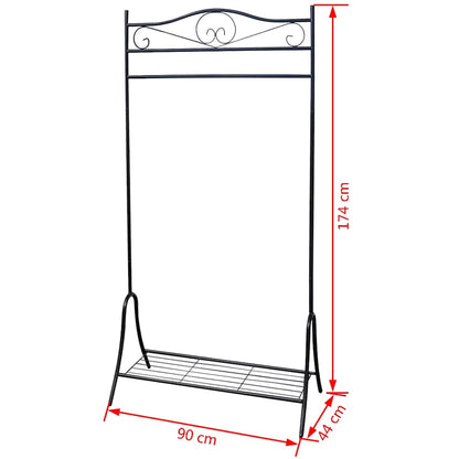 Clothing Rack | Black | Steel | 174 cm height, 90 cm length