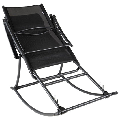 Garden Rocking Chair Steel and Textilene Black