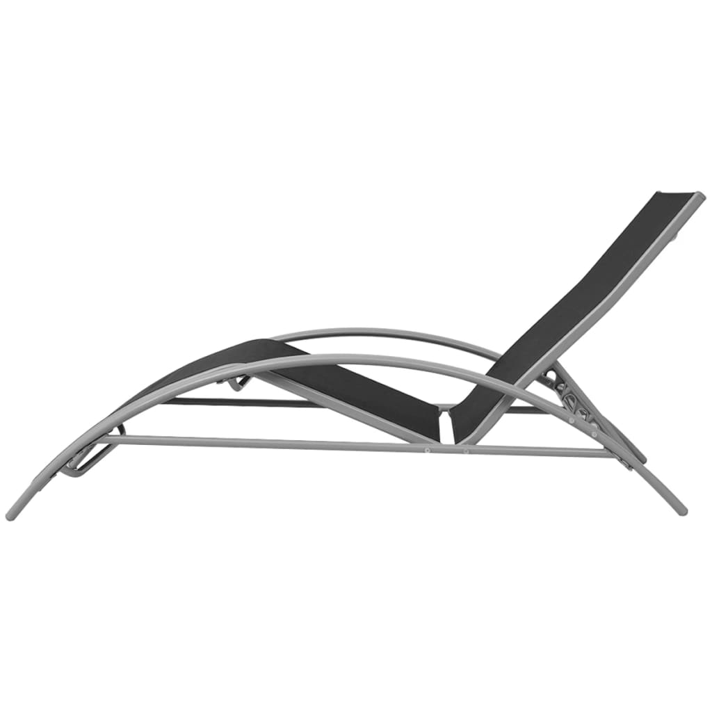 Sun Loungers with Table Aluminium Black