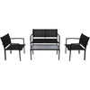 4 Piece Garden Lounge Set Textilene Black