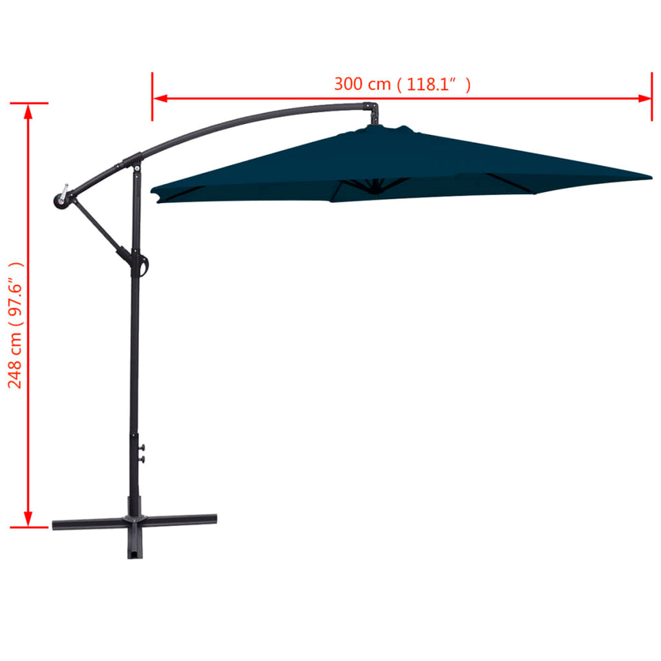 Cantilever Garden Parasol 3 m Blue