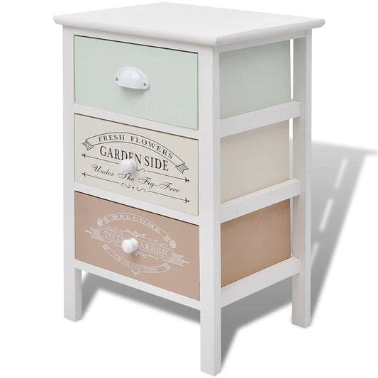 French Storage Cabinet 3 Drawers Wood