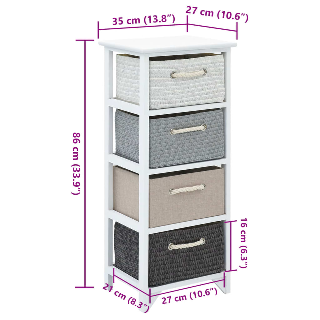 Storage Cabinet | White, Grey, Beige, Black | Paulownia wood, MDF