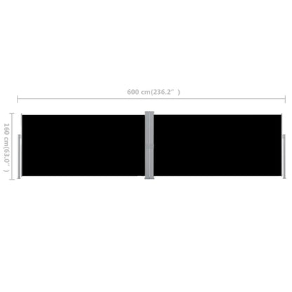 Side Awning | Black | Polyester with PU coating | 160 x 600 cm