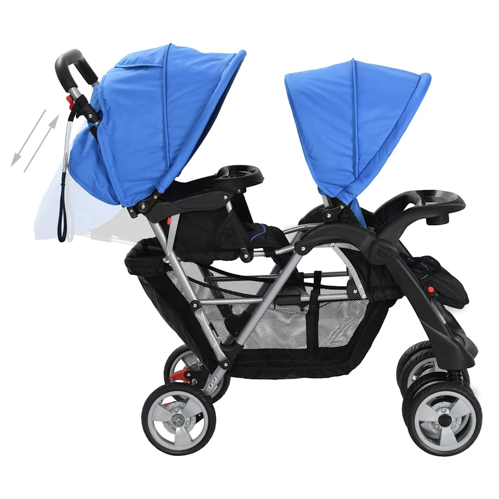 Tandem Stroller Steel Blue and Black