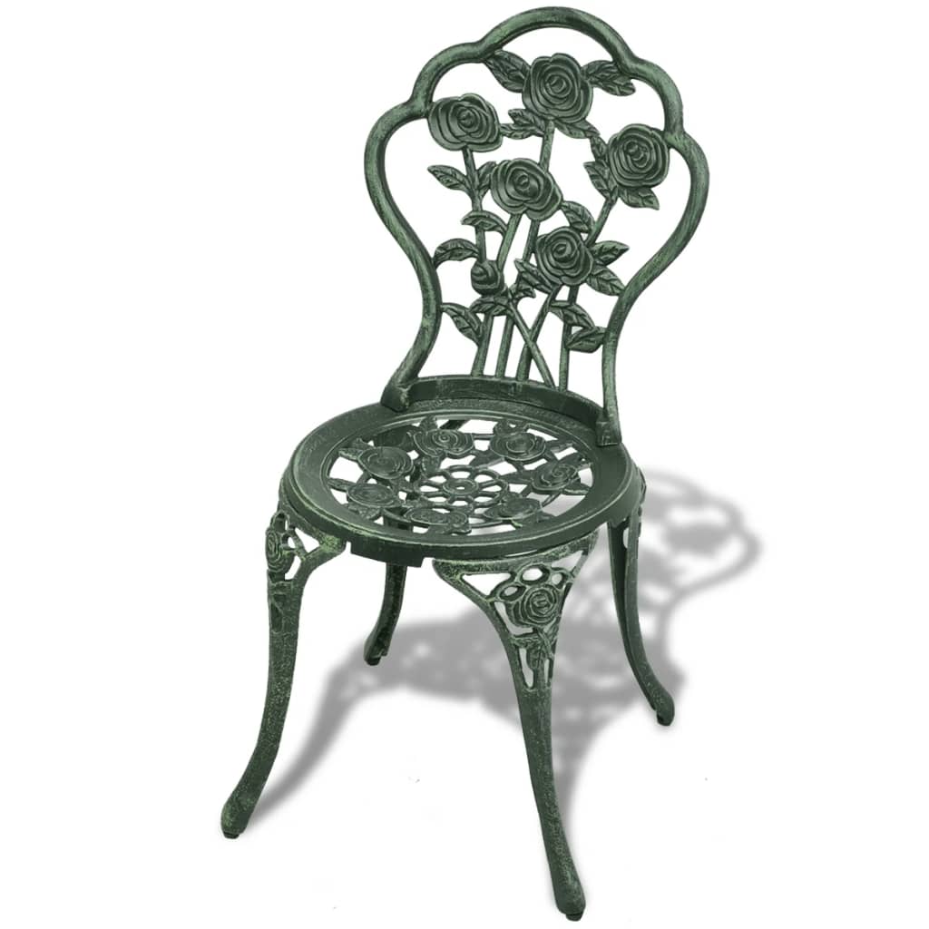 3 Piece Bistro Set Cast Aluminium Green