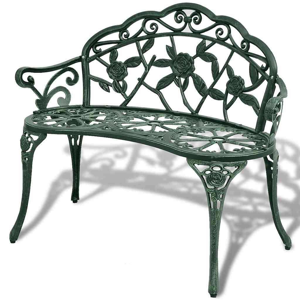 Garden Bench | Green | Cast aluminium, Cast iron | 100 cm | Durable