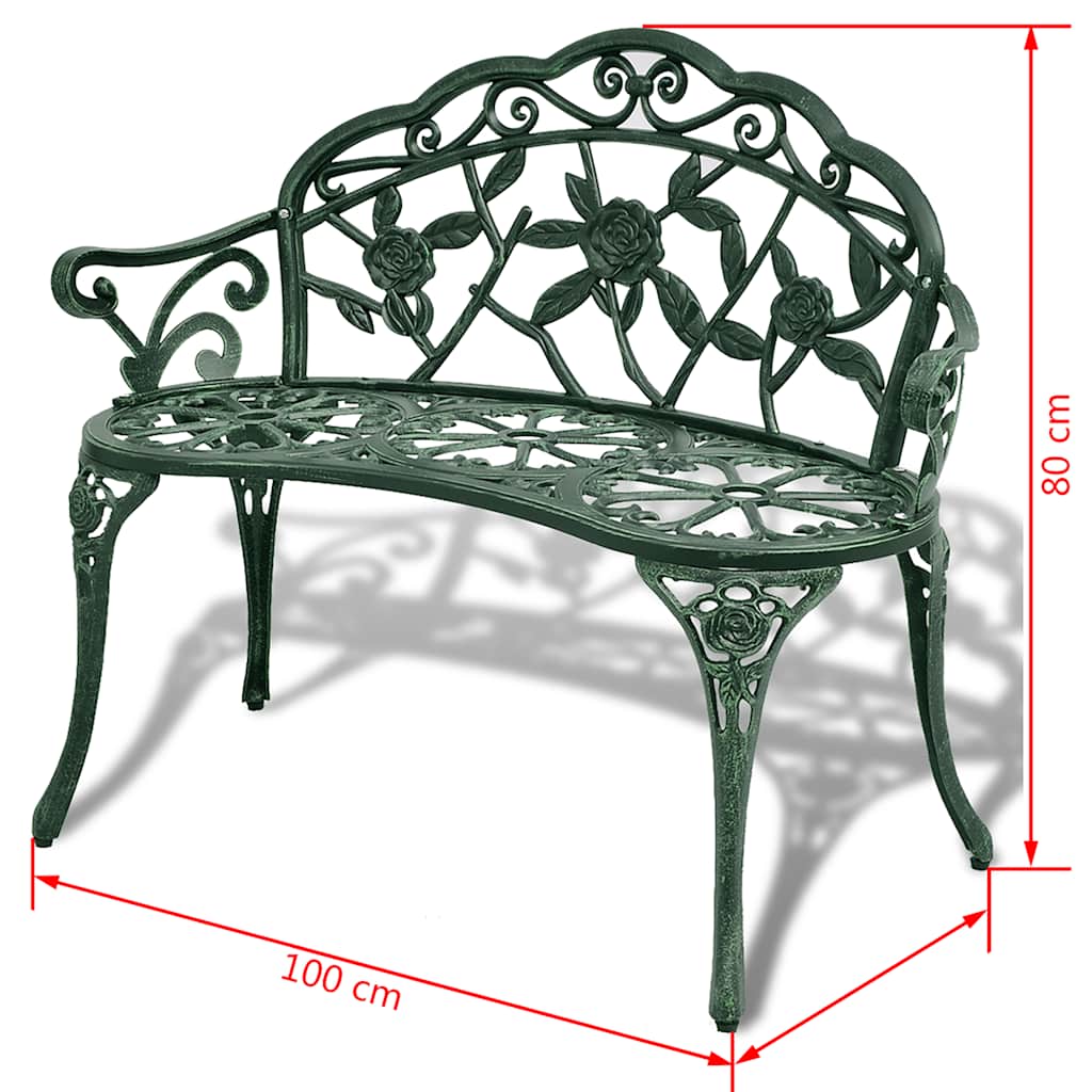 Garden Bench | Green | Cast aluminium, Cast iron | 100 cm | Durable