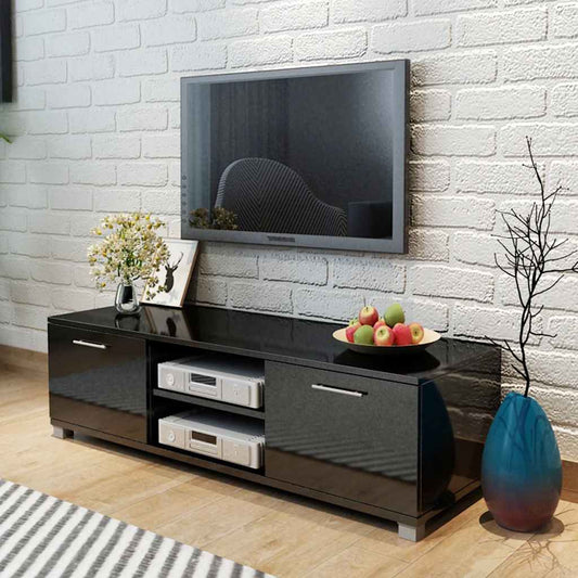 TV Stand | High-Gloss Black | Engineered Wood, MDF | Medium | TV Stand