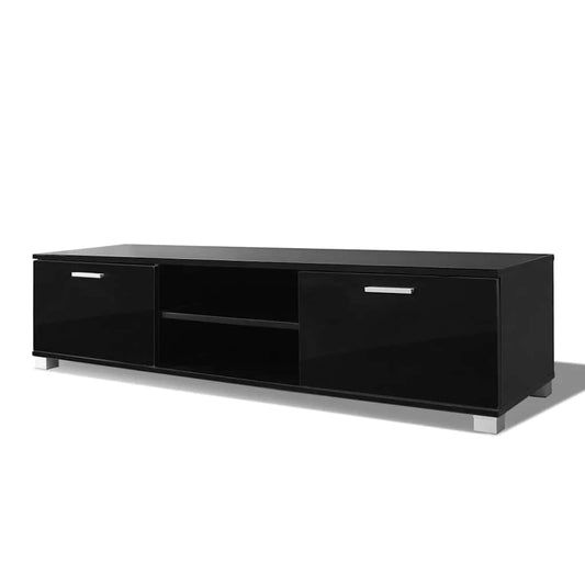 TV Stand | High-gloss black | Engineered wood, MDF, Aluminium handles
