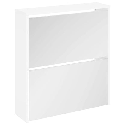 Shoe Cabinet 2-Layer Mirror White 63x17x67 cm