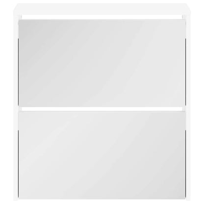 Shoe Cabinet 2-Layer Mirror White 63x17x67 cm