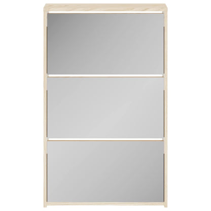 Shoe Cabinet 3-Layer Mirror Oak 63x17x102.5 cm