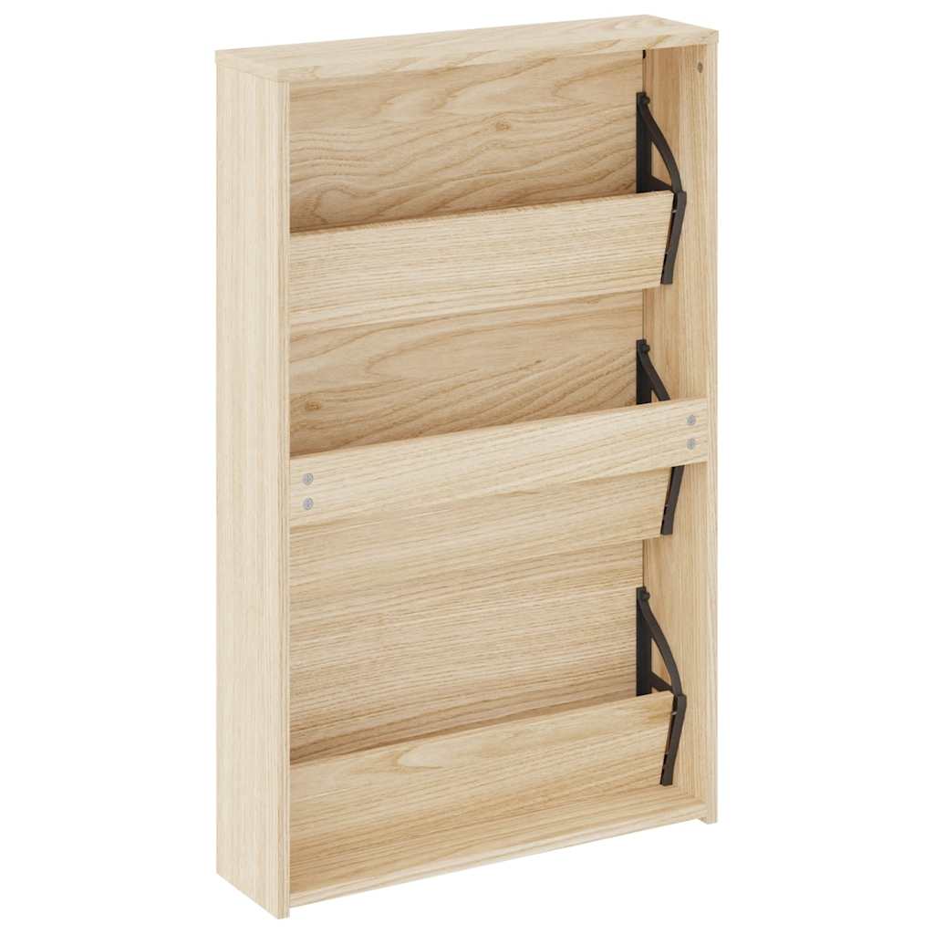 Shoe Cabinet 3-Layer Mirror Oak 63x17x102.5 cm