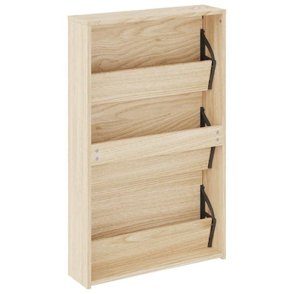 Shoe Cabinet 3-Layer Mirror Oak 63x17x102.5 cm